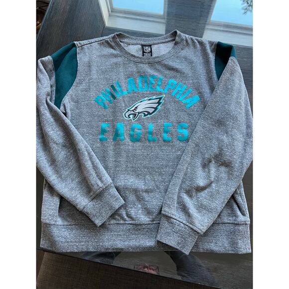 Philadelphia Eagles women’s gray crewneck sweatshirt metallic green Medium - Picture 2 of 4
